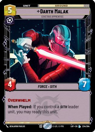 Darth Malak - Covetous Apprentice (234/264) - LOTF - Legendary