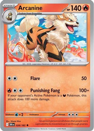 Arcanine (028) - SDR  - Uncommon - Reverse Holofoil
