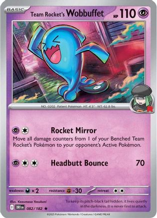 Team Rocket's Wobbuffet (082) - SDR  - Rare - Reverse Holofoil