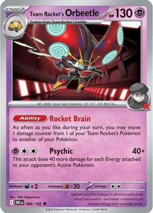 Team Rocket's Orbeetle (089/182) - SDR  - Uncommon - Reverse Holofoil