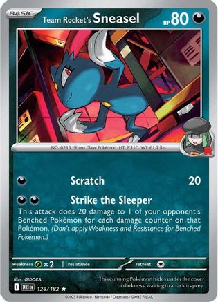 Team Rocket's Sneasel (128) - SDR  - Rare - Reverse Holofoil