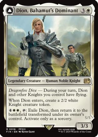 Dion, Bahamut's Dominant // Bahamut, Warden of Light (FIN-016) - rare: (enchantment) - Foil