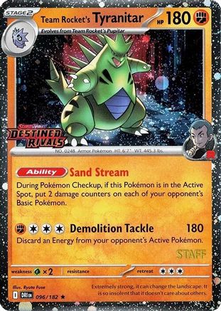 Team Rocket's Tyranitar (Prerelease Staff) (096) - SDR  - Rare - Holofoil