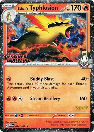 Ethan's Typhlosion (Prerelease) [Staff] (034/182) - MCP  - Rare - Holofoil