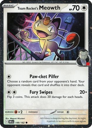 Team Rocket's Meowth (Cosmos Holo) (149/182) - MCP  - Common - Holofoil