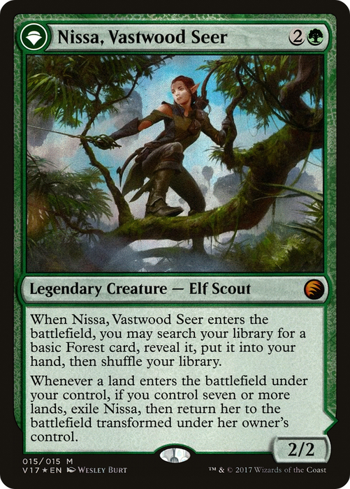 Nissa, Vastwood Seer // Nissa, Sage Animist (V17-015) - mythic: (originpwdfc) - Foil