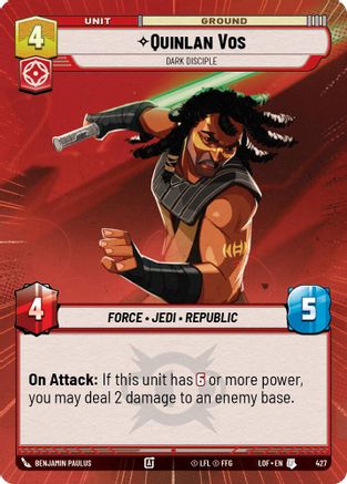 Quinlan Vos - Dark Disciple (Hyperspace) (427) - LOTF - Uncommon