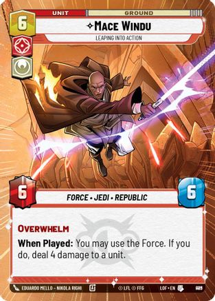 Mace Windu - Leaping into Action (Hyperspace Foil) (889) - LOTF - Uncommon - Foil