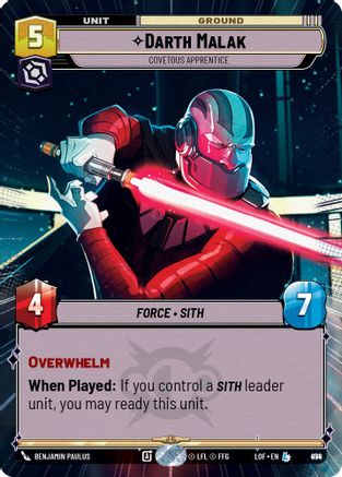 Darth Malak - Covetous Apprentice (Hyperspace Foil) (974) - LOTF - Legendary - Foil