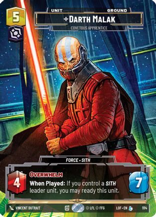 Darth Malak - Covetous Apprentice (Prestige Foil) (1114) - LOTF - Legendary - Foil