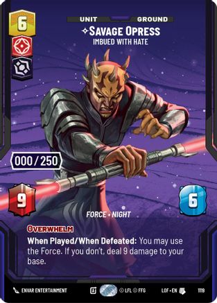 Savage Opress - Imbued With Hate (Serialized) (1119) - LOTF - Uncommon - Foil