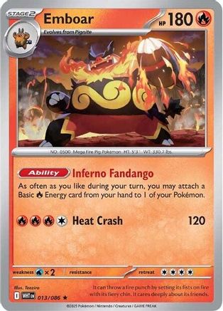 Emboar (013/086) - SWF  - Rare - Reverse Holofoil
