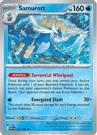 Samurott (023/086) - SWF  - Rare - Reverse Holofoil