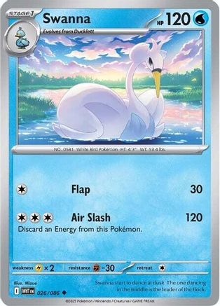 Swanna (026/086) - SWF  - Uncommon - Reverse Holofoil