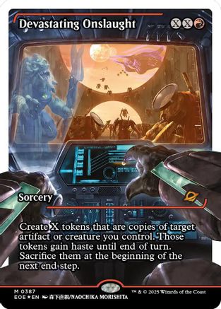 Devastating Onslaught (0387) (Showcase) (Fracture Foil) (EOE-387) - mythic - Foil