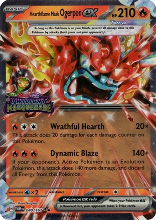 Hearthflame Mask Ogerpon ex (Twilight Masquerade Stamp) (040/167) - MCP  - Double Rare - Holofoil