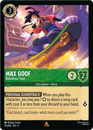 Max Goof - Rebellious Teen (75/204) - F - Rare - Cold Foil