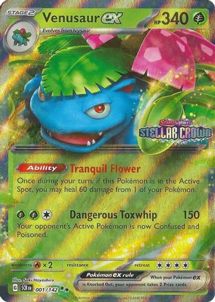 Venusaur ex (Stellar Crown Stamp) (001/142) - MCP  - Double Rare - Holofoil