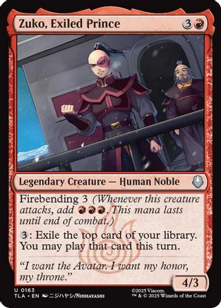 Zuko, Exiled Prince (TLA-163) - uncommon