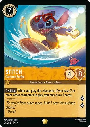 Stitch - Carefree Surfer (24/204) - F - Legendary