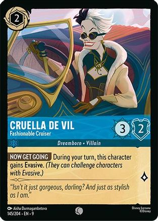 Cruella De Vil - Fashionable Cruiser (145/204) - F - Common - Cold Foil