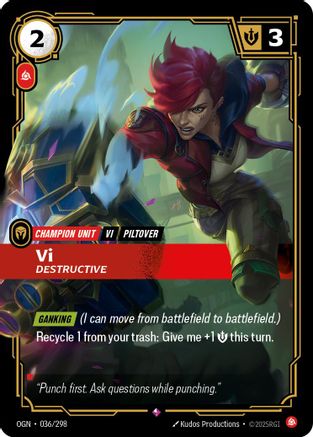 Vi - Destructive (036/298) - OGN - Rare - Foil