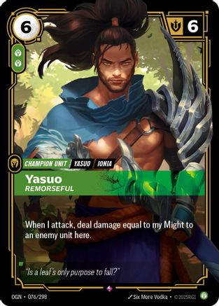 Yasuo - Remorseful (076/298) - OGN - Rare - Foil
