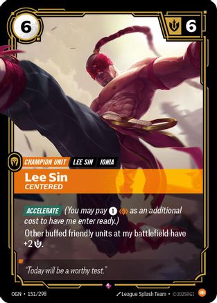 Lee Sin - Centered (151/298) - OGN - Rare - Foil