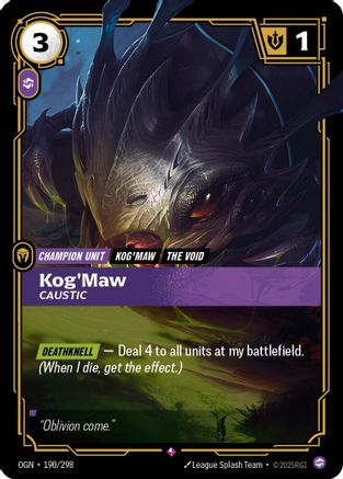 Kog'Maw - Caustic (190/298) - OGN - Rare - Foil
