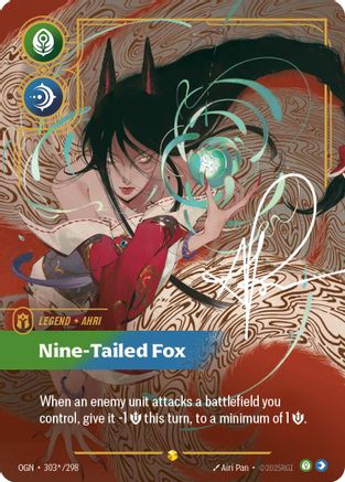Ahri - Nine-Tailed Fox (Signature) (303*/298) - OGN - Showcase - Foil