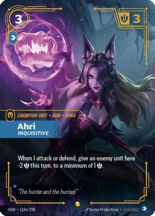 Ahri - Inquisitive (Alternate Art) (119a/298) - OGN - Showcase - Foil