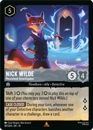 Nick Wilde - Persistent Investigator (187/204) - WITW - Rare - Cold Foil