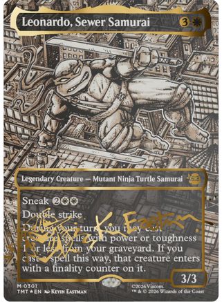 Leonardo, Sewer Samurai (Borderless) (Gold-Stamped Signature) (TMT-301) - mythic - Foil