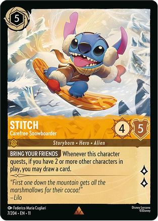 Stitch - Carefree Snowboarder FRANÇAIS (7/204) - G - Rare