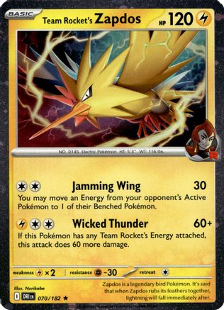 Team Rocket's Zapdos (070/182) - MCP  - Promo - Holofoil