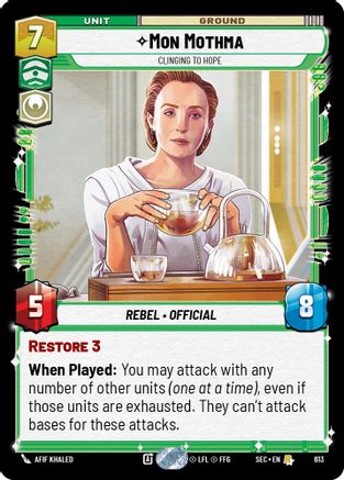 Mon Mothma - Clinging to Hope (Foil) (613) - SOP - Rare - Foil