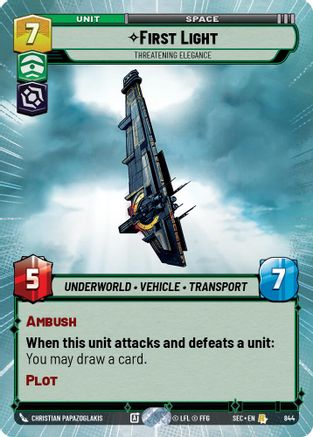 First Light - Threatening Elegance (Hyperspace Foil) (844) - SOP - Rare - Foil