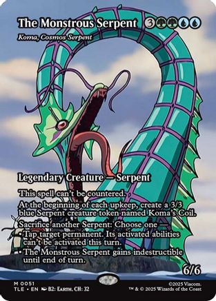 The Monstrous Serpent - Koma, Cosmos Serpent (Borderless) (TLE-051) - mythic