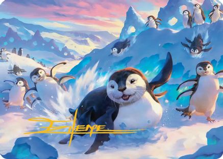 Otter-Penguin Art Card (Gold-Stamped Signature) (ASTLA-004) - special