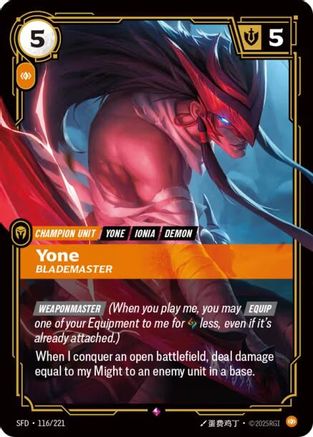 Yone - Blademaster (116/221) - SPF - Rare - Foil