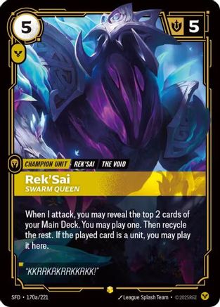 Rek'Sai - Swarm Queen (Alternate Art) (170a/221) - SPF - Showcase - Foil