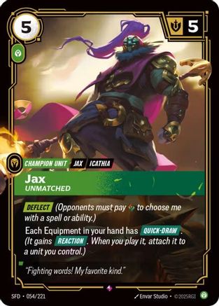 Jax - Unmatched (054/221) - SPF - Rare - Foil
