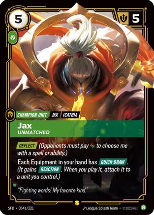 Jax - Unmatched (Alternate Art) (054a/221) - SPF - Showcase - Foil