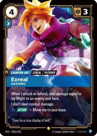Ezreal - Dashing (Alternate Art) (082a/221) - SPF - Showcase - Foil