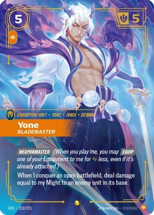 Yone - Blademaster (Overnumbered) (233/221) - SPF - Showcase - Foil