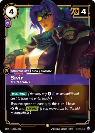 Sivir - Mercenary (Alternate Art) (143a/221) - SPF - Showcase - Foil