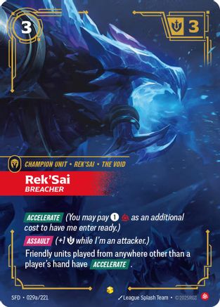Rek'Sai - Breacher (Alternate Art) (029a/221) - SPF - Showcase - Foil