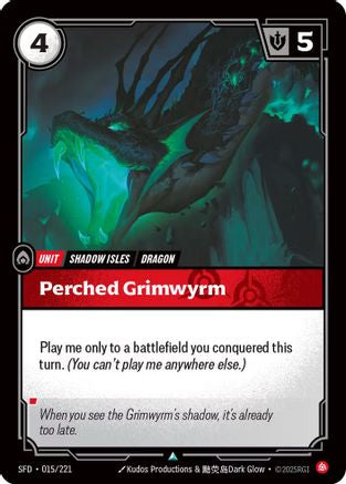 Perched Grimwyrm (015/221) - SPF - Uncommon - Foil