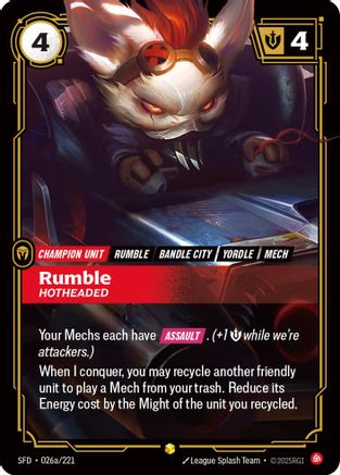 Rumble - Hotheaded (Alternate Art) (026a/221) - SPF - Showcase - Foil