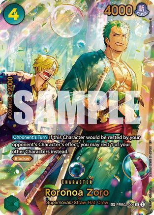 Roronoa Zoro - PRB02-006 (SP) (Alternate Art) (PRB02-006) - The Azure Sea's Seven - Foil